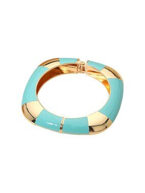 Tigerstars Turquoise Enamel Square Hinged Bangle Bracelet